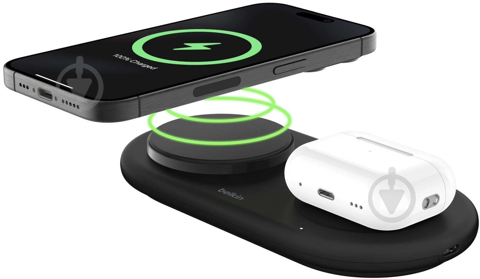 Беспроводное зарядное устройство Belkin 2в1 15Вт Pad Qi2 Black - фото 3 Беспроводное зарядное устройство Belkin 2в1 15Вт Pad Qi2 Black - фото 3