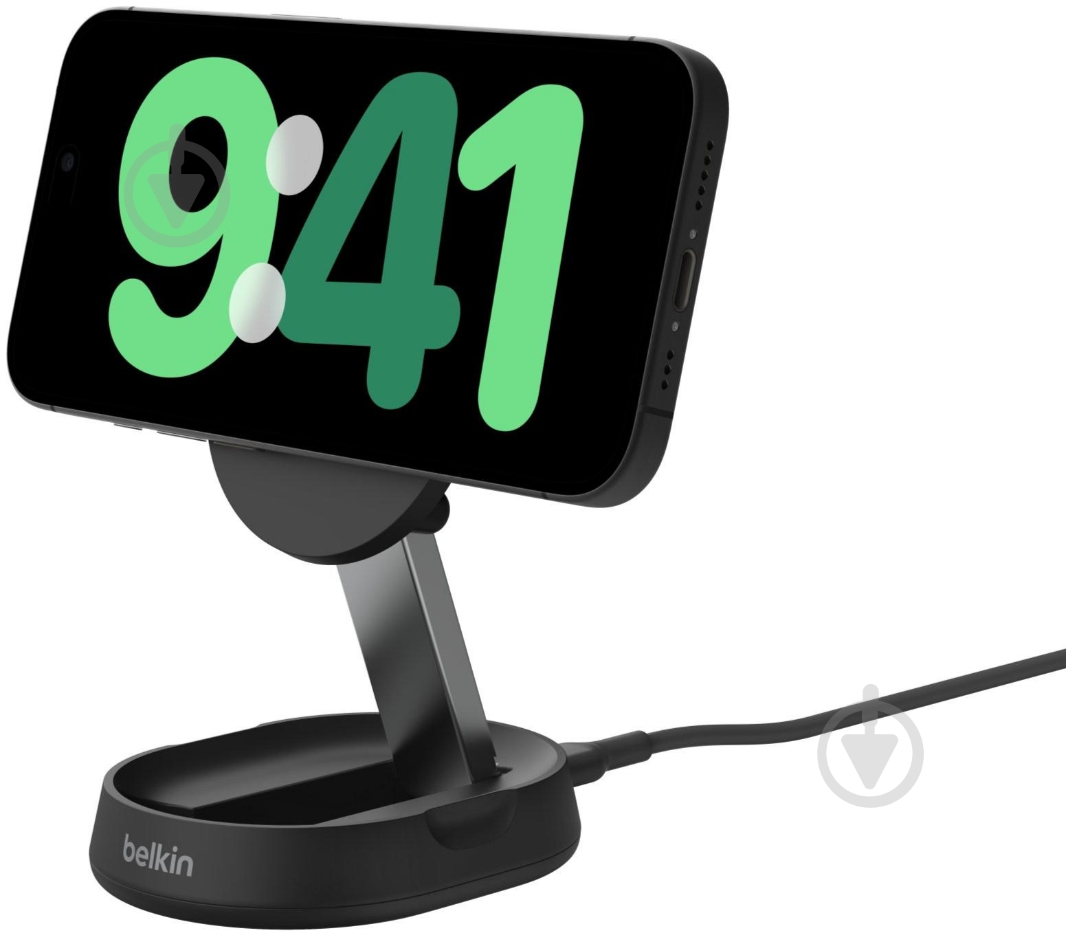 Беспроводное зарядное устройство Belkin 15 Вт Magnetic Stand Qi2 адаптер 20 Вт USB-C Black - фото 2
