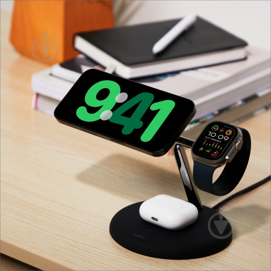 Беспроводное зарядное устройство Belkin 3в1 Magnetic Adjustable Pad Qi2 15 Вт Black - фото 10 Беспроводное зарядное устройство Belkin 3в1 Magnetic Adjustable Pad Qi2 15 Вт Black - фото 10