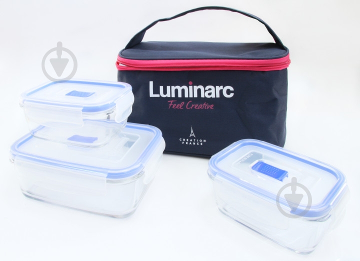 Набор емкостей Luminarc 4 предмета Pure Box Active P7379 с термосумкой - фото 1