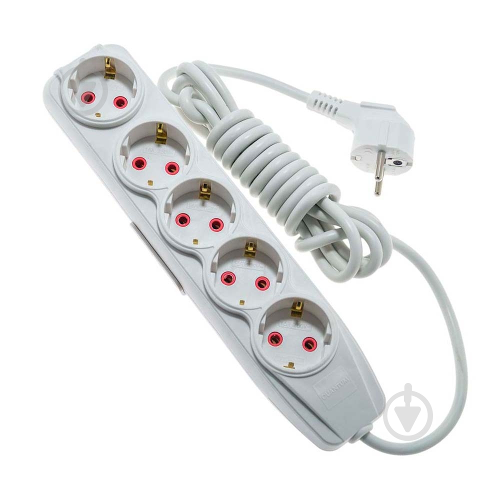 Удлинитель бытовой Quantum серия Bestline с заземлением 5 гн. белый 3 м QM-KP-00513 - фото 1 Удлинитель бытовой Quantum серия Bestline с заземлением 5 гн. белый 3 м QM-KP-00513 - фото 1