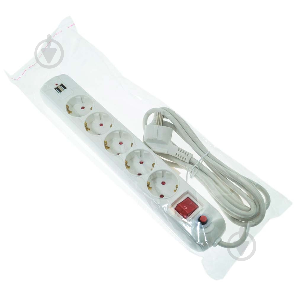 Фильтр-удлинитель Quantum с выключателем, 2-USB, защита CP/SP с заземлением 5 гн. белый 3 м QM-9F50303 - фото 6