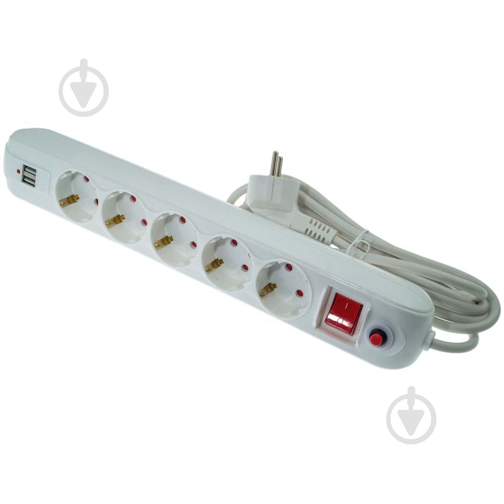 Фильтр-удлинитель Quantum с выключателем, 2-USB, защита CP/SP с заземлением 5 гн. белый 3 м QM-9F50303 - фото 4