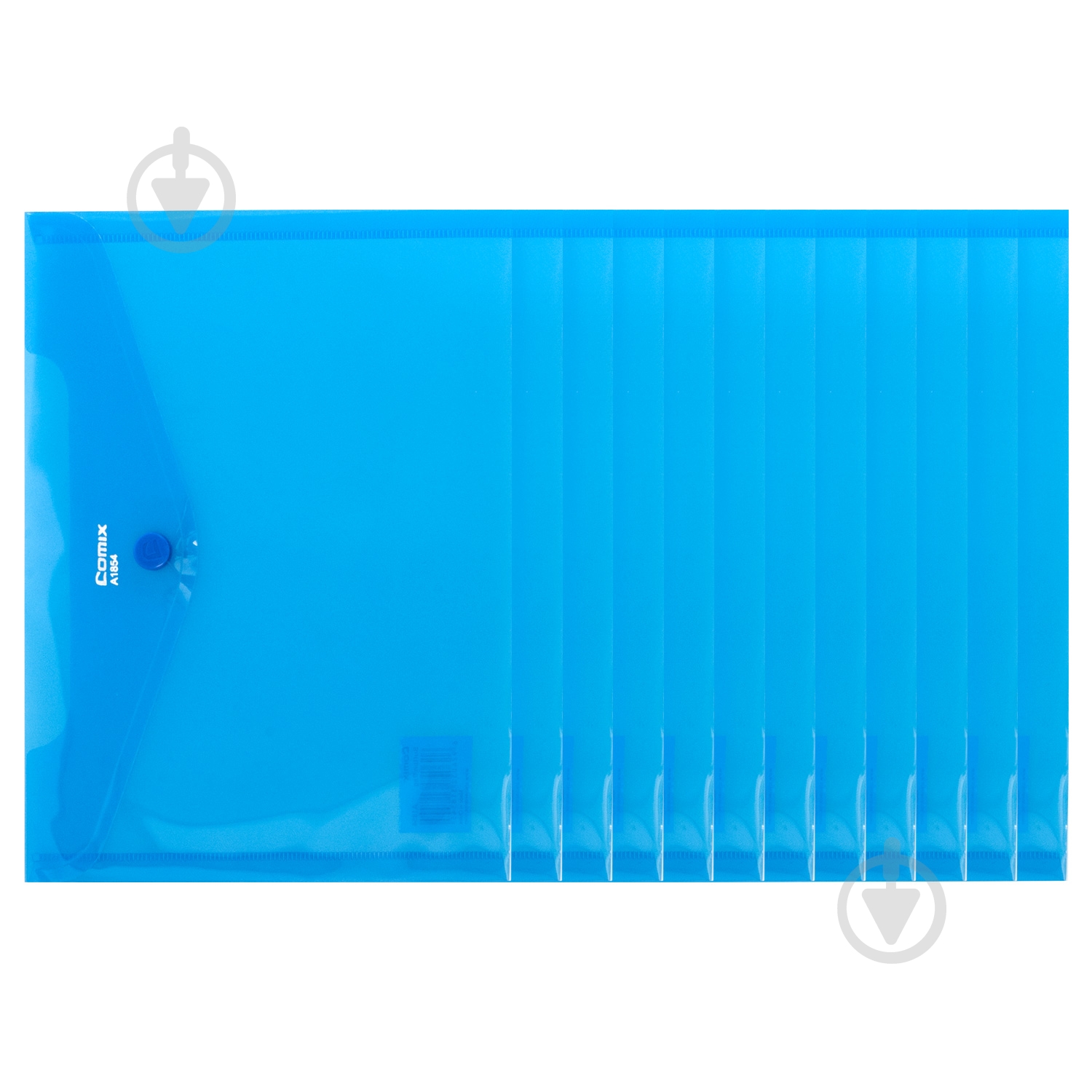 Папка-конверт на кнопці А5 прозора синя 12 шт. Comix FOLD-COM-A1854-BL-12 - фото 2