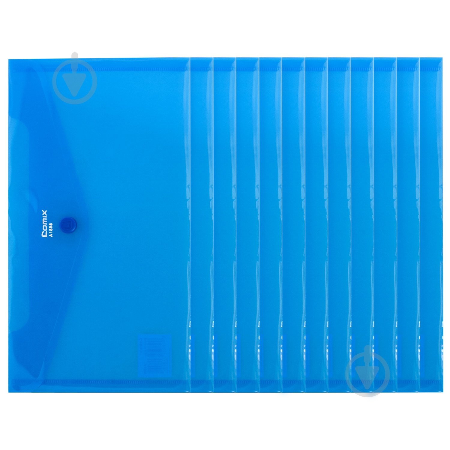 Папка-конверт на кнопці DL прозора синя 12 шт. Comix FOLD-COM-A1855-BL-12 - фото 2 Папка-конверт на кнопці DL прозора синя 12 шт. Comix FOLD-COM-A1855-BL-12 - фото 2