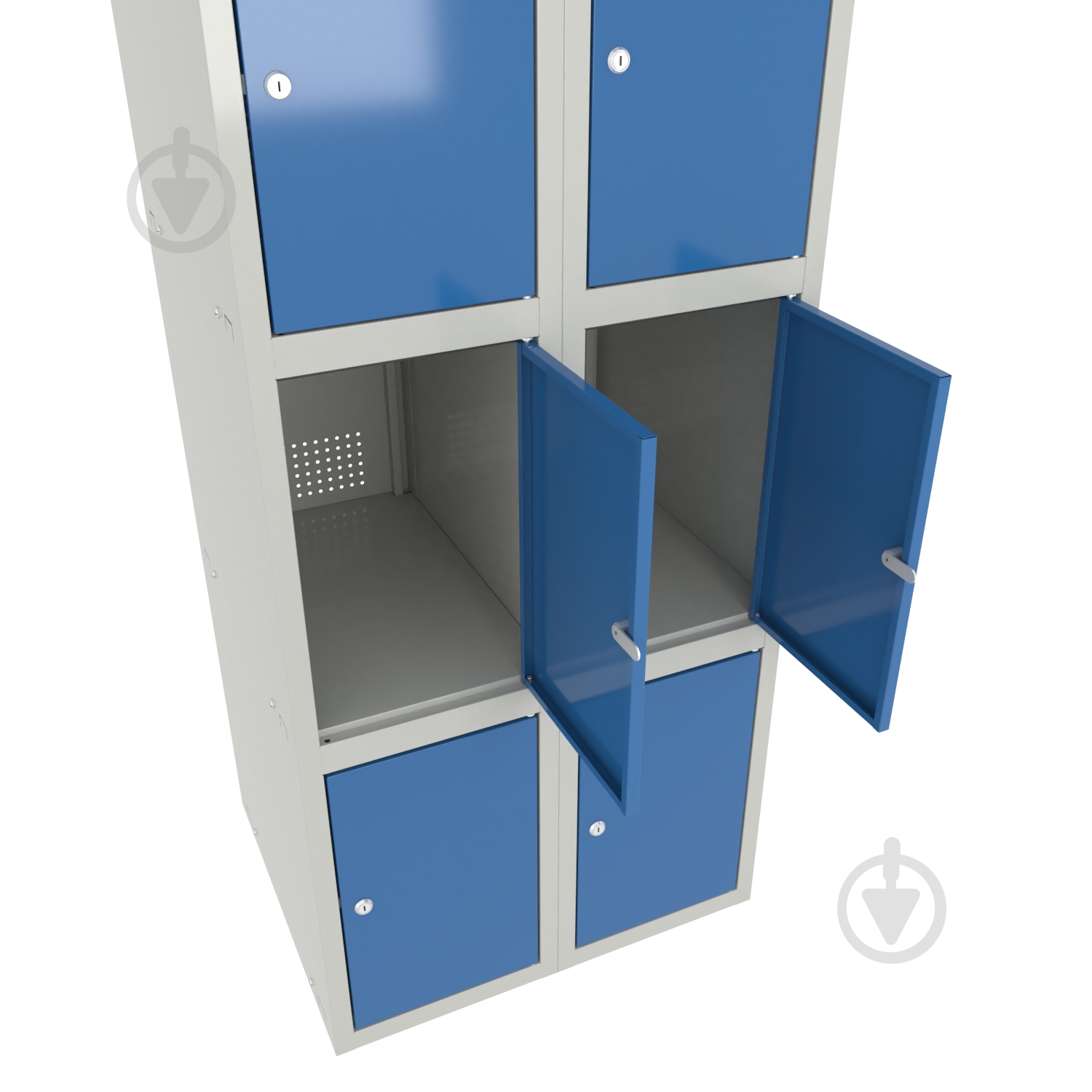 Шкаф ячеечный (камера хранения) Меткас очаговая 300/2-8, 1800х600х500 мм, стенки 7038RAL (серый), фасады 5005RAL (синий) - фото 4