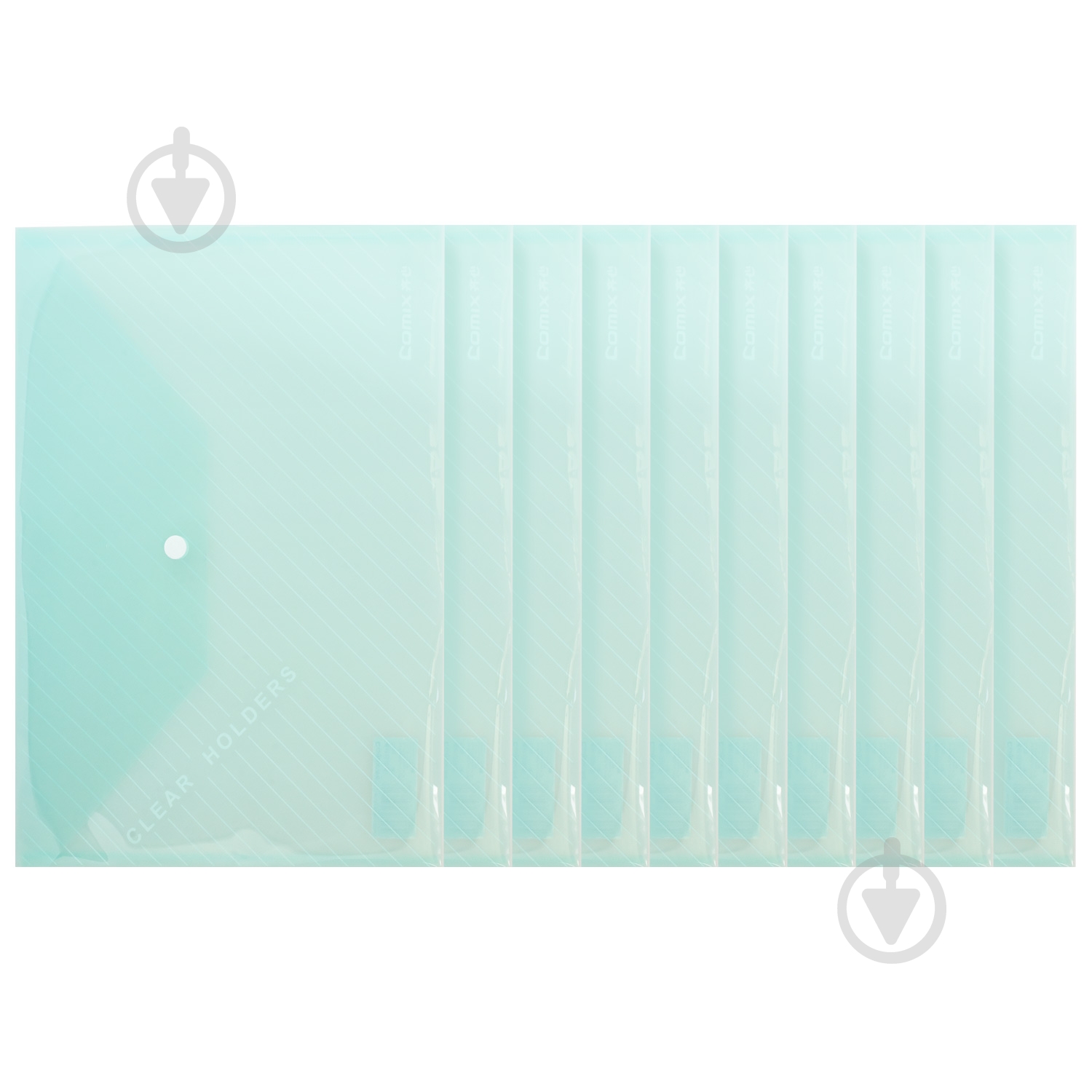 Папка-конверт на кнопці А4 прозора зелена 10 шт. Comix FOLD-COM-C330-G-10 - фото 2