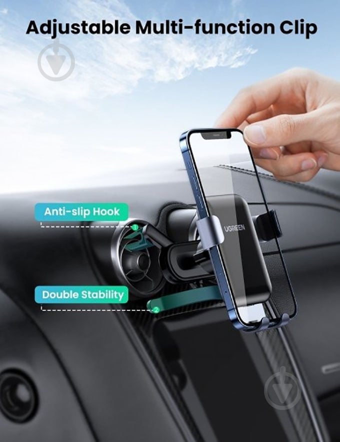 Автодержатель LP274 Gravity Phone Holder for Round Air Vent (30401) UGREEN черный - фото 3 Автодержатель LP274 Gravity Phone Holder for Round Air Vent (30401) UGREEN черный - фото 3