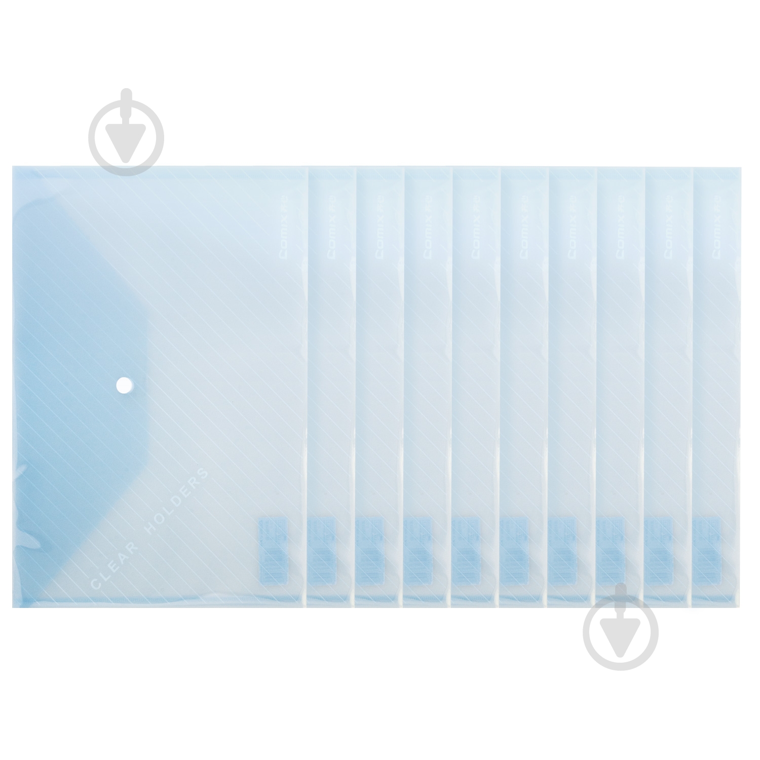 Папка-конверт на кнопці А4 прозора синя 10 шт. Comix FOLD-COM-C330-BL-10 - фото 2 Папка-конверт на кнопці А4 прозора синя 10 шт. Comix FOLD-COM-C330-BL-10 - фото 2