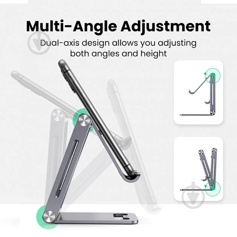 Підставка для телефону UGREEN LP263 Phone Holder with Roller сірий - фото 4