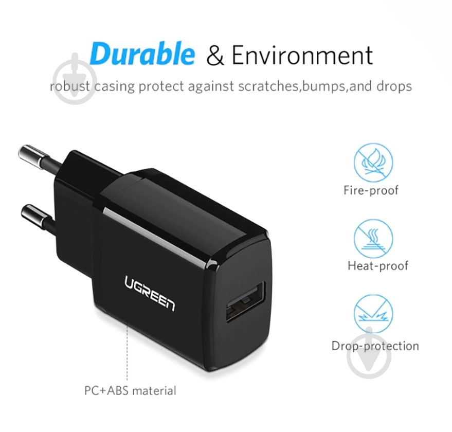 Сетевое зарядное устройство UGREEN ED011 USB Wall Charger 2.1A Black - фото 5