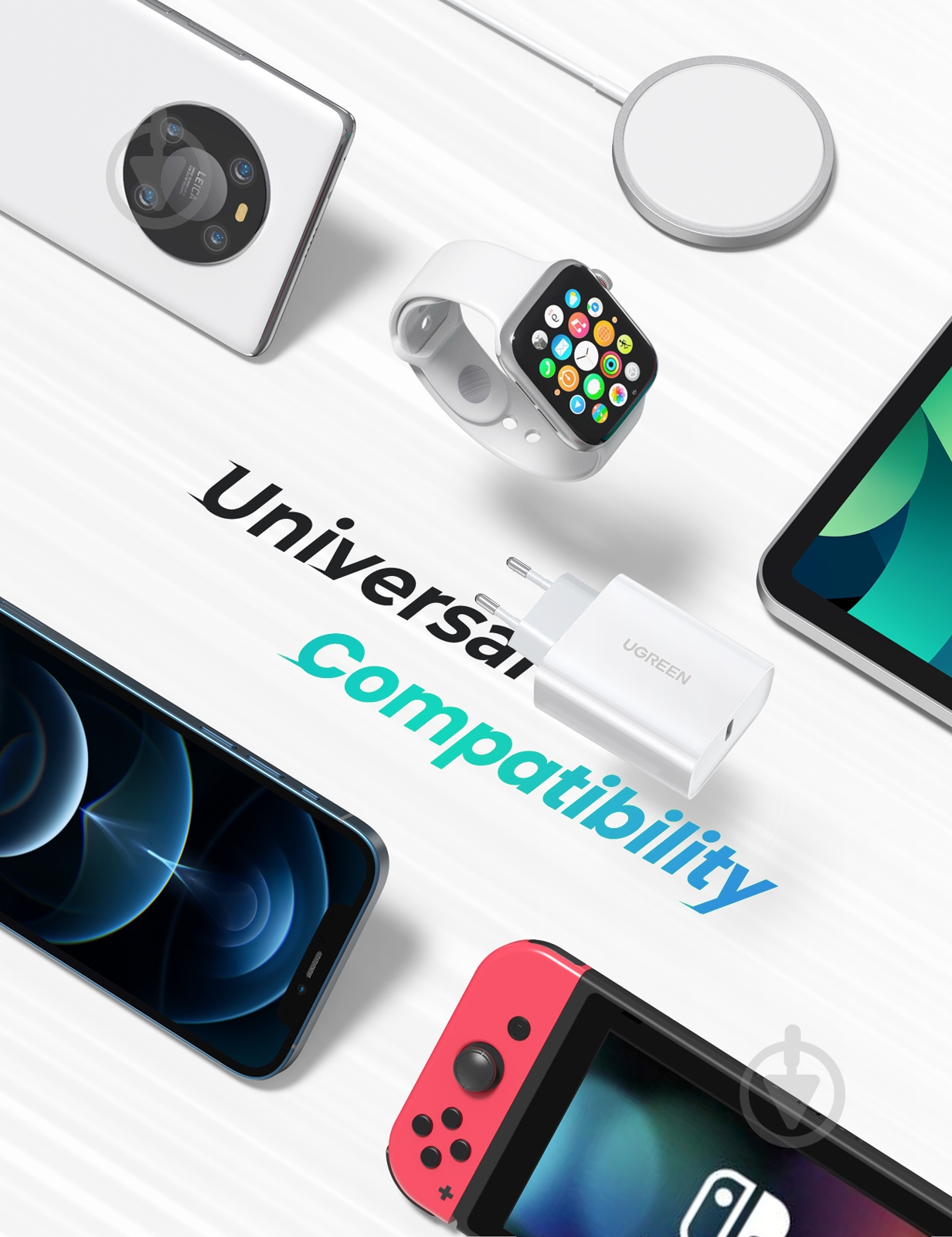 Сетевое зарядное устройство UGREEN CD137 Fast Charging Power Adapter with PD QC4.0 20W 3A White - фото 2