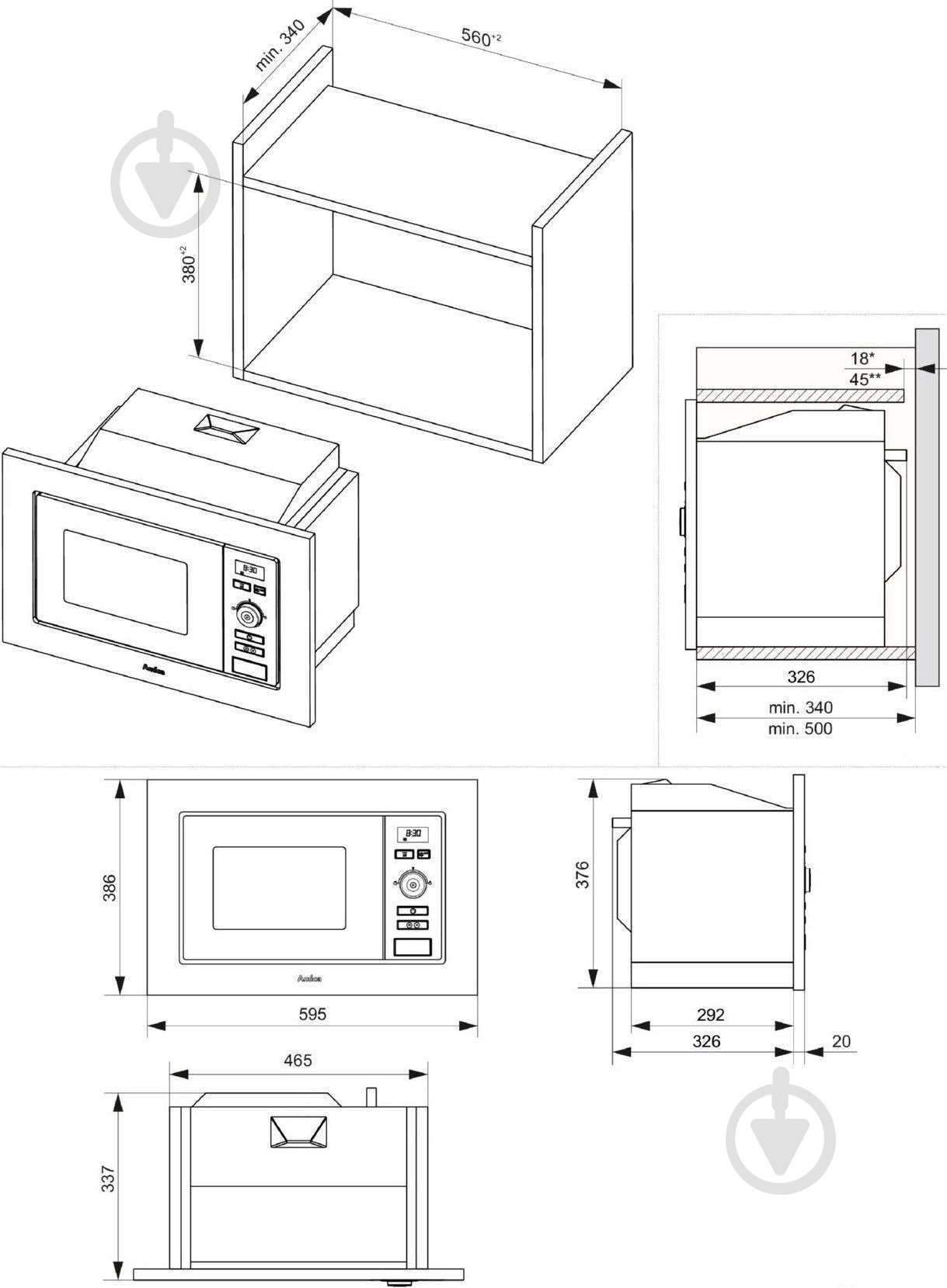 Встраиваемая микроволновая печь Hansa AMG20IFH - фото 3