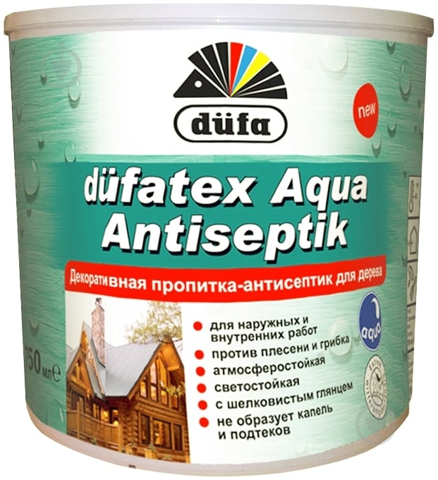 Просочувач Dufa dufatex Aqua Antiseptik палісандр шовковистий глянець 0,75 л - фото 2