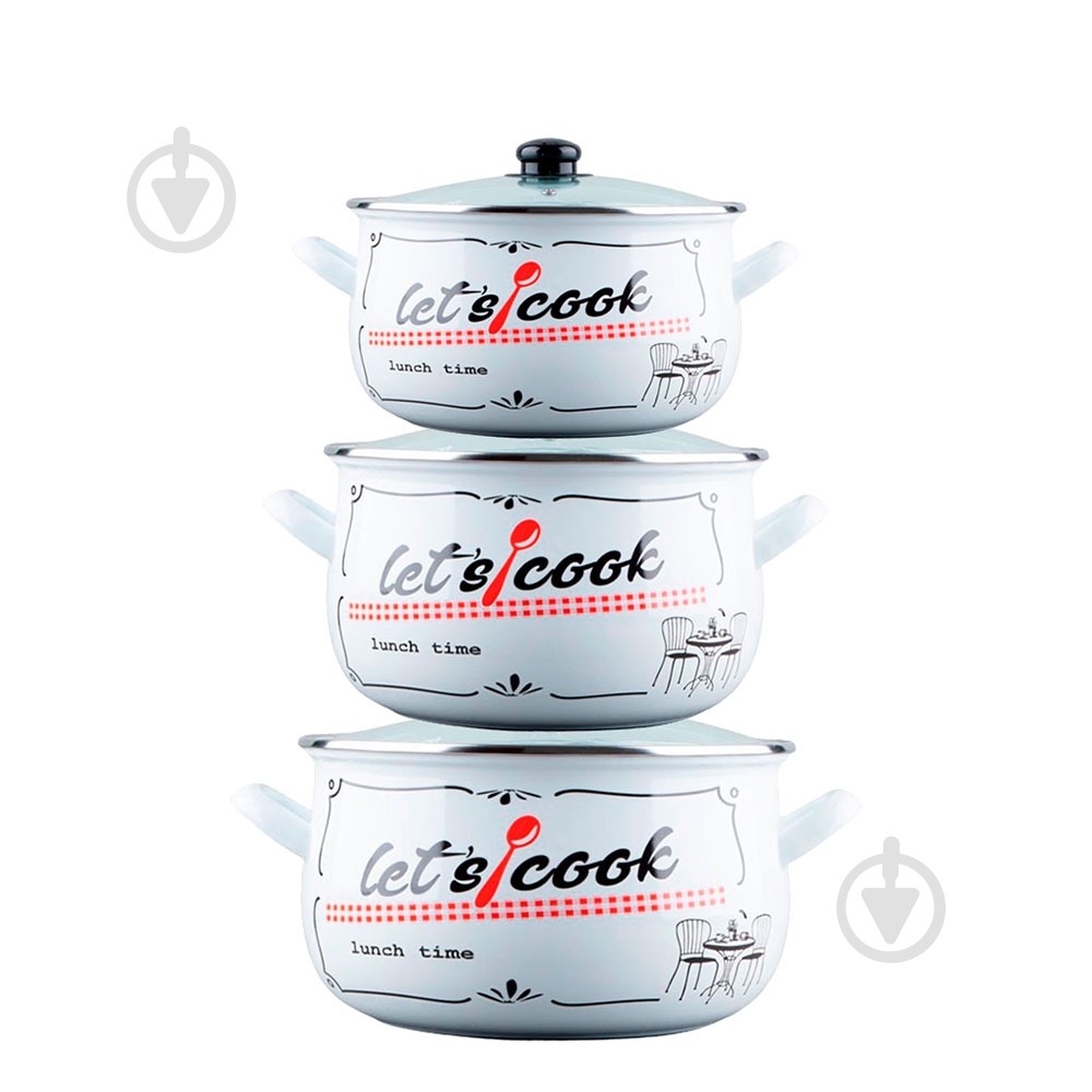 Кастрюля с крышкой Gusto GT-T-3-LCW 2,1 л/3,1 л/4 л (BP117622) - фото 1