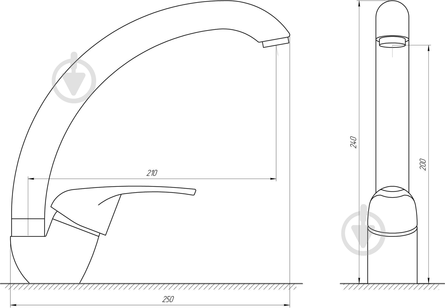 Смеситель для кухни Globus Lux GLSO-0203S-1-ONIX - фото 4 Смеситель для кухни Globus Lux GLSO-0203S-1-ONIX - фото 4