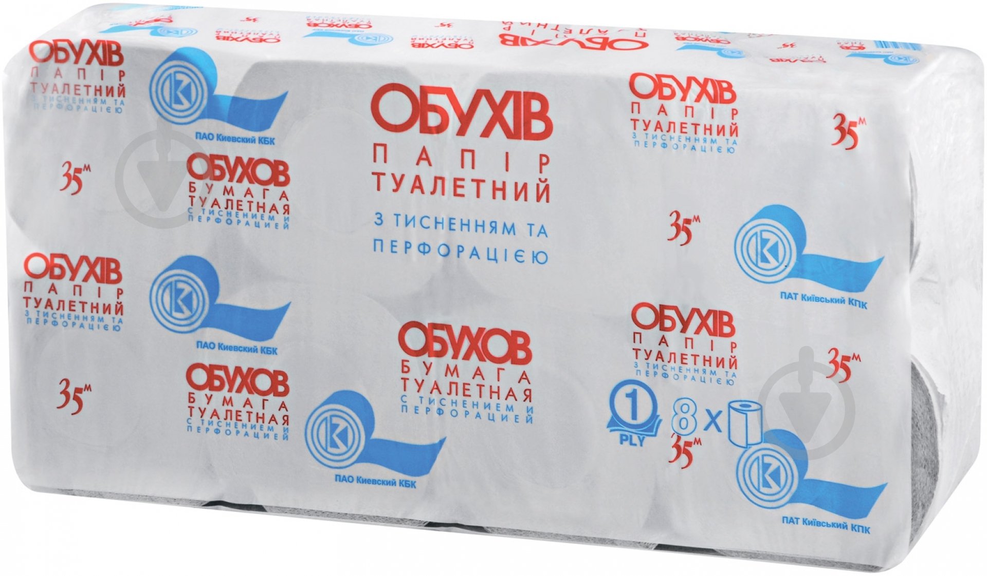 Туалетная бумага ОБУХІВ 35 на гільзі однослойная 8 шт. - фото 1