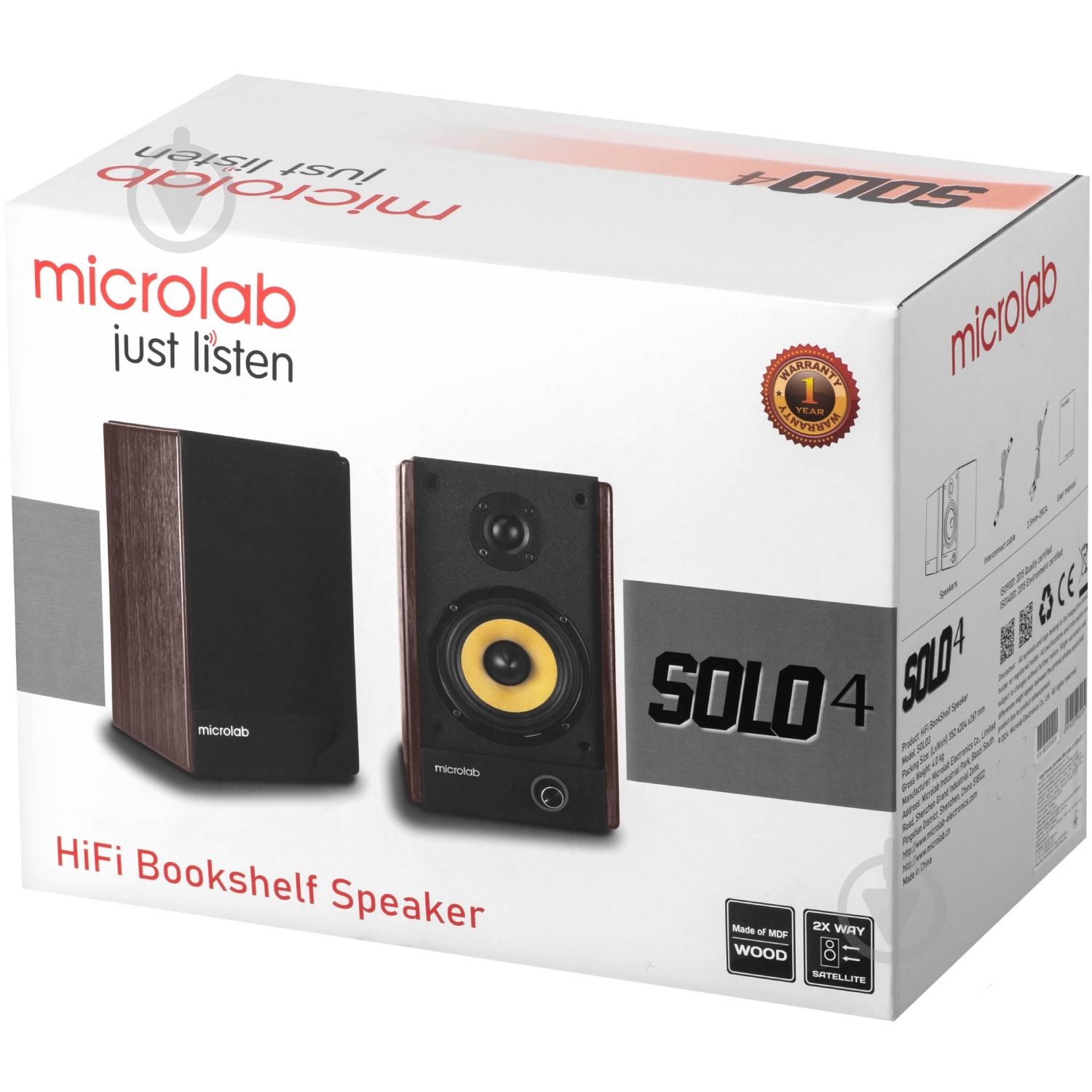 Акустическая система Microlab SOLO 4 2.0 black/brown - фото 5