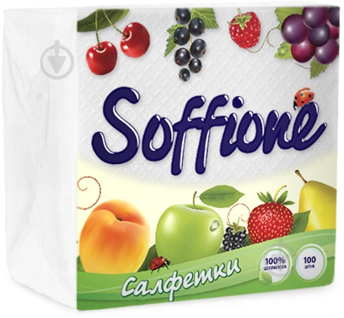 Серветки столові Soffione 33х33 см білі 100 шт. - фото 1