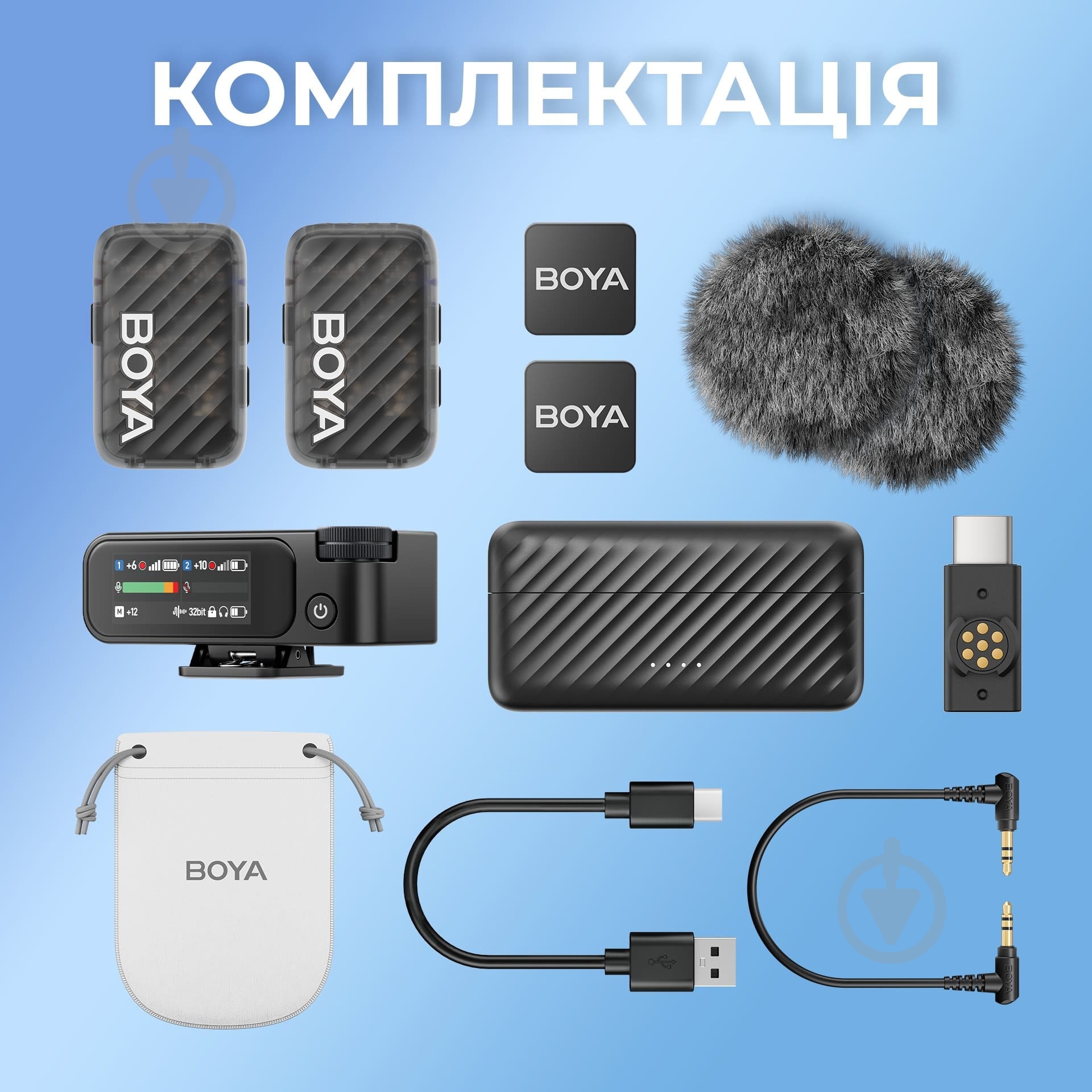 Микрофон петличный Boya Type-C/TRS Black (MIC 2-02) - фото 18