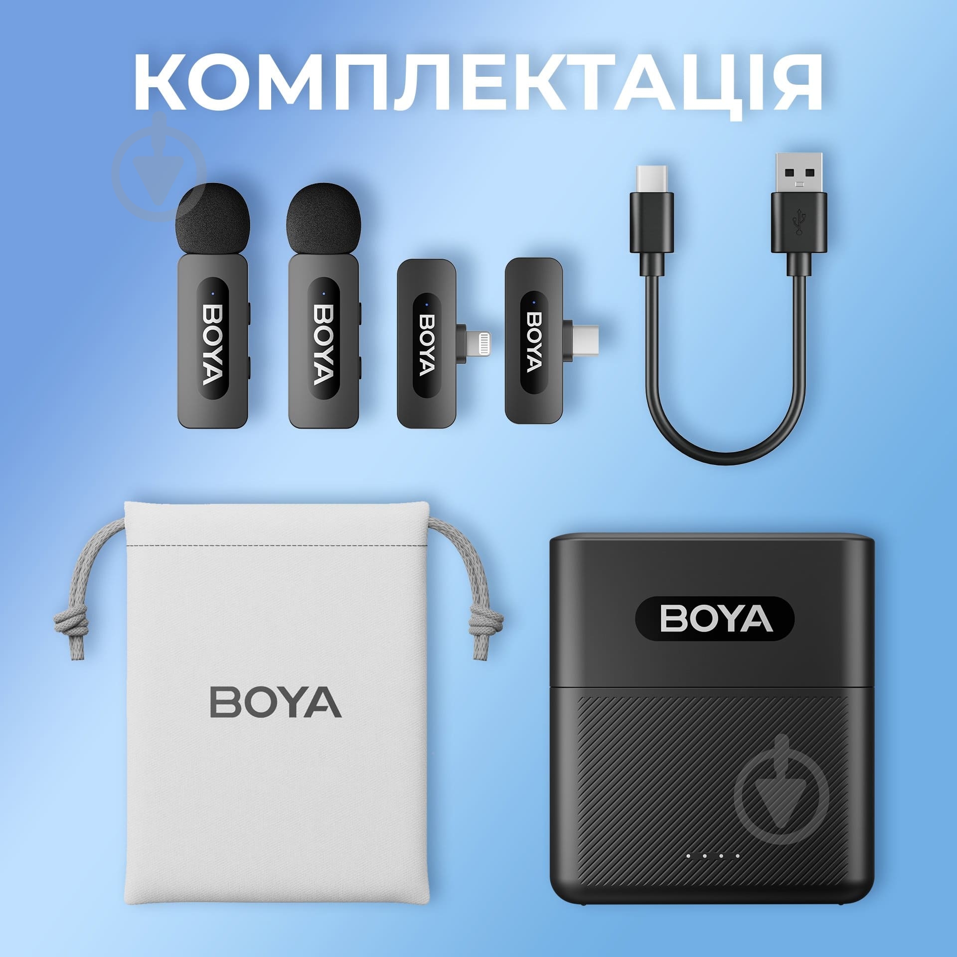 Мікрофон петличний Boya Type-C/Lightning Black (BY-V3 combo) - фото 18