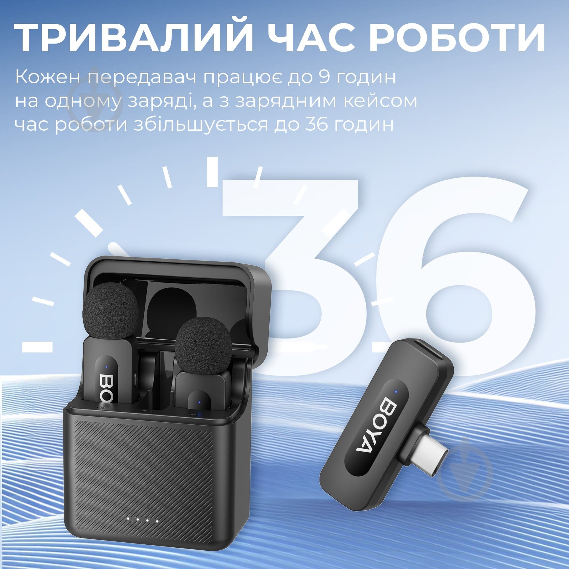 Мікрофон петличний Boya Type-C/Lightning Black (BY-V3 combo) - фото 10