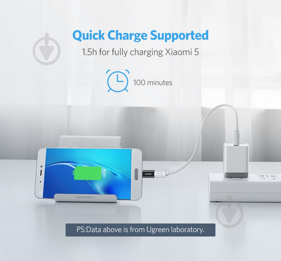 Адаптер UGREEN US157 USB Type-C to microUSB OTG Adapter белый (30154) - фото 3