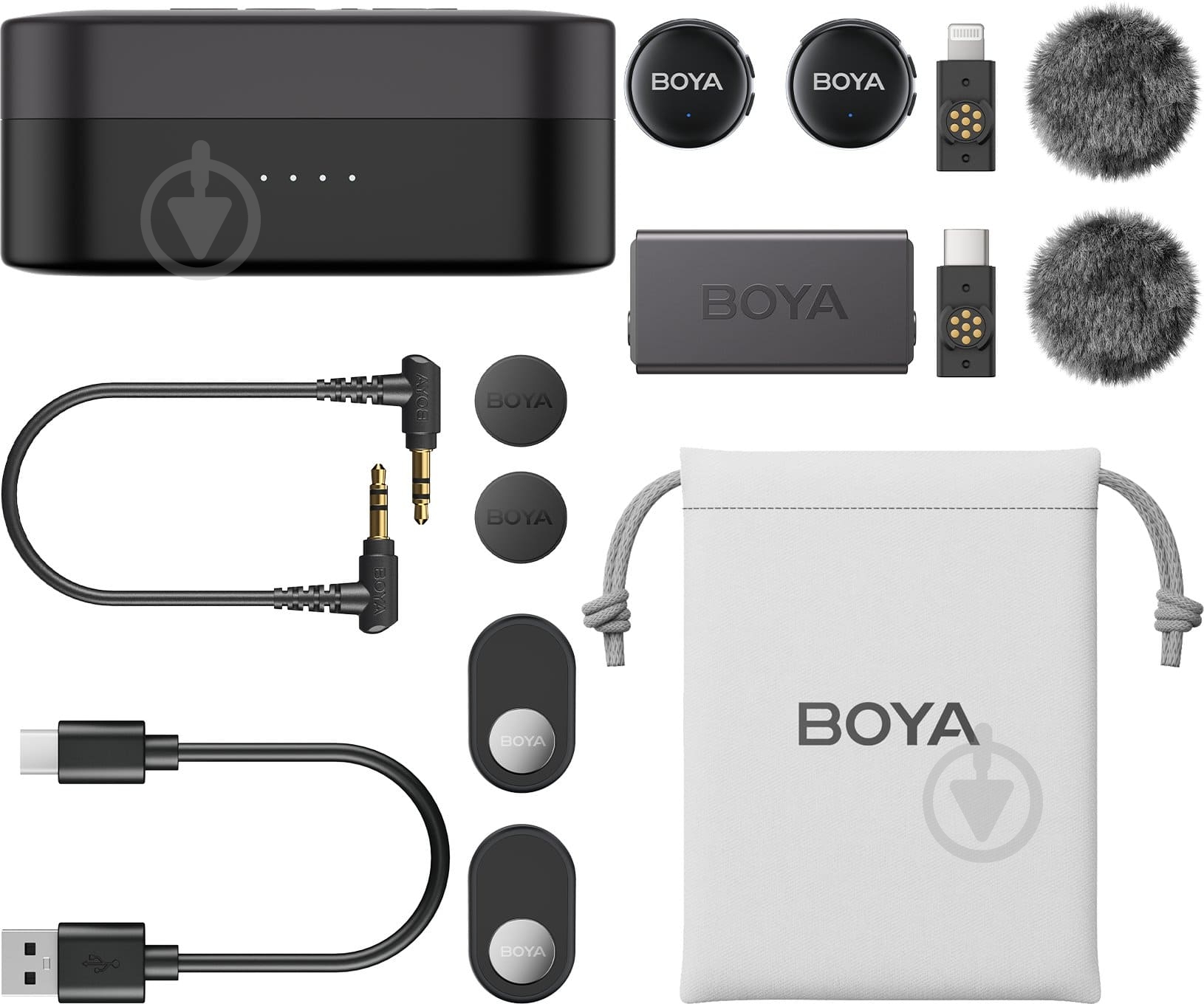 Мікрофон петличний Boya LINK 3-01 Type-C/TRS/Lightning Black (LINK 3-01) - фото 2