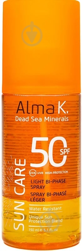 Спрей солнцезащитный Alma K. двухфазный легкий для тела SPF50 150 мл - фото 1 Спрей солнцезащитный Alma K. двухфазный легкий для тела SPF50 150 мл - фото 1