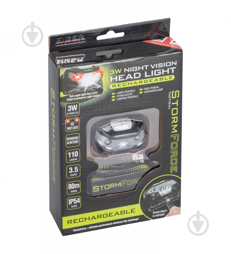 Фонарик на голову Summit StormForce Eiger USB 3W черно-зеленый - фото 3