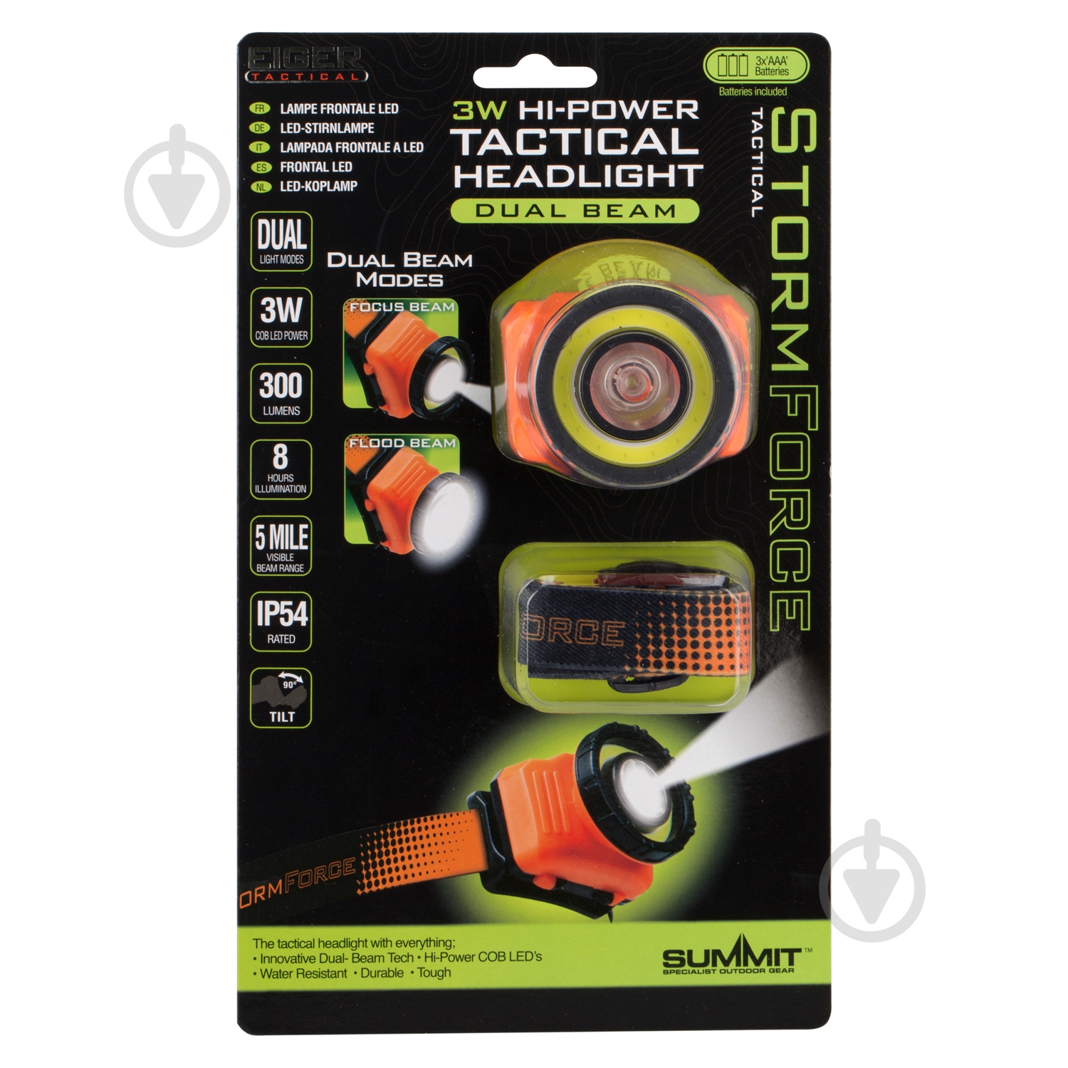 Фонарик на голову Summit StormForce Dual Beam зелено-оранжевый - фото 2 Фонарик на голову Summit StormForce Dual Beam зелено-оранжевый - фото 2