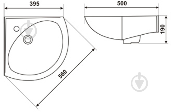 Умывальник Днепрокерамика Угловой 55 - фото 3 Умывальник Днепрокерамика Угловой 55 - фото 3