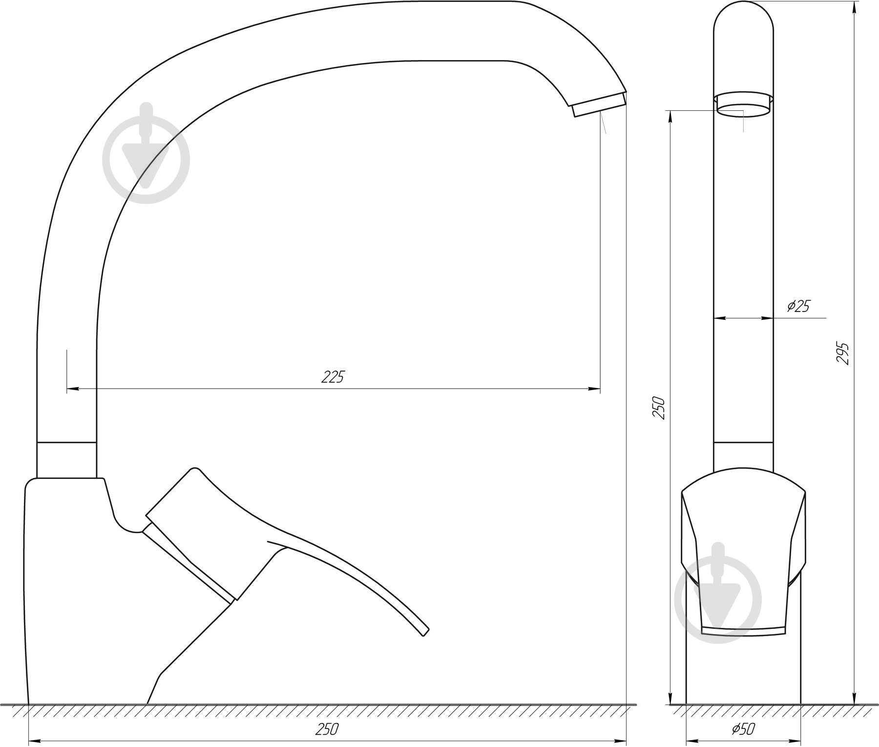Смеситель для кухни Globus Lux GLQU-0203S-BIG-1-ONIX - фото 4 Смеситель для кухни Globus Lux GLQU-0203S-BIG-1-ONIX - фото 4