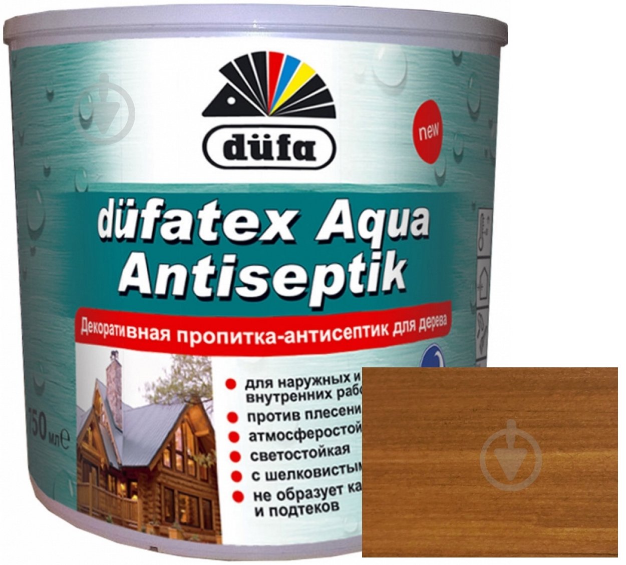 Просочувач Dufa dufatex Aqua Antiseptik дуб шовковистий глянець 0,75 л - фото 1