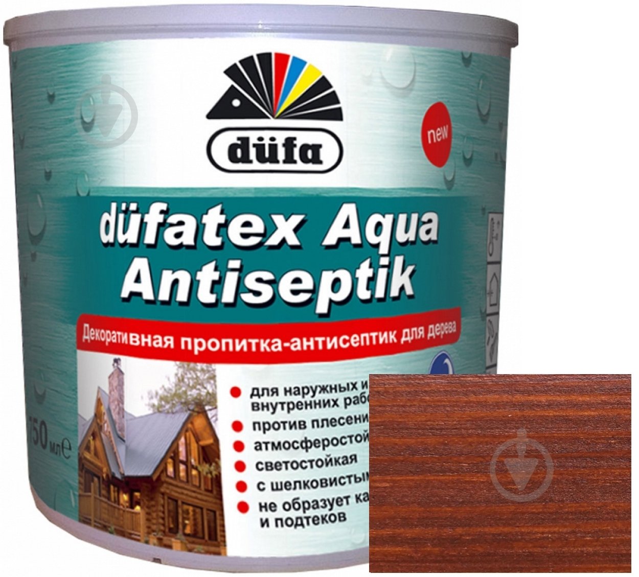 Просочувач Dufa dufatex Aqua Antiseptik махагоні шовковистий глянець 0,75 л - фото 1