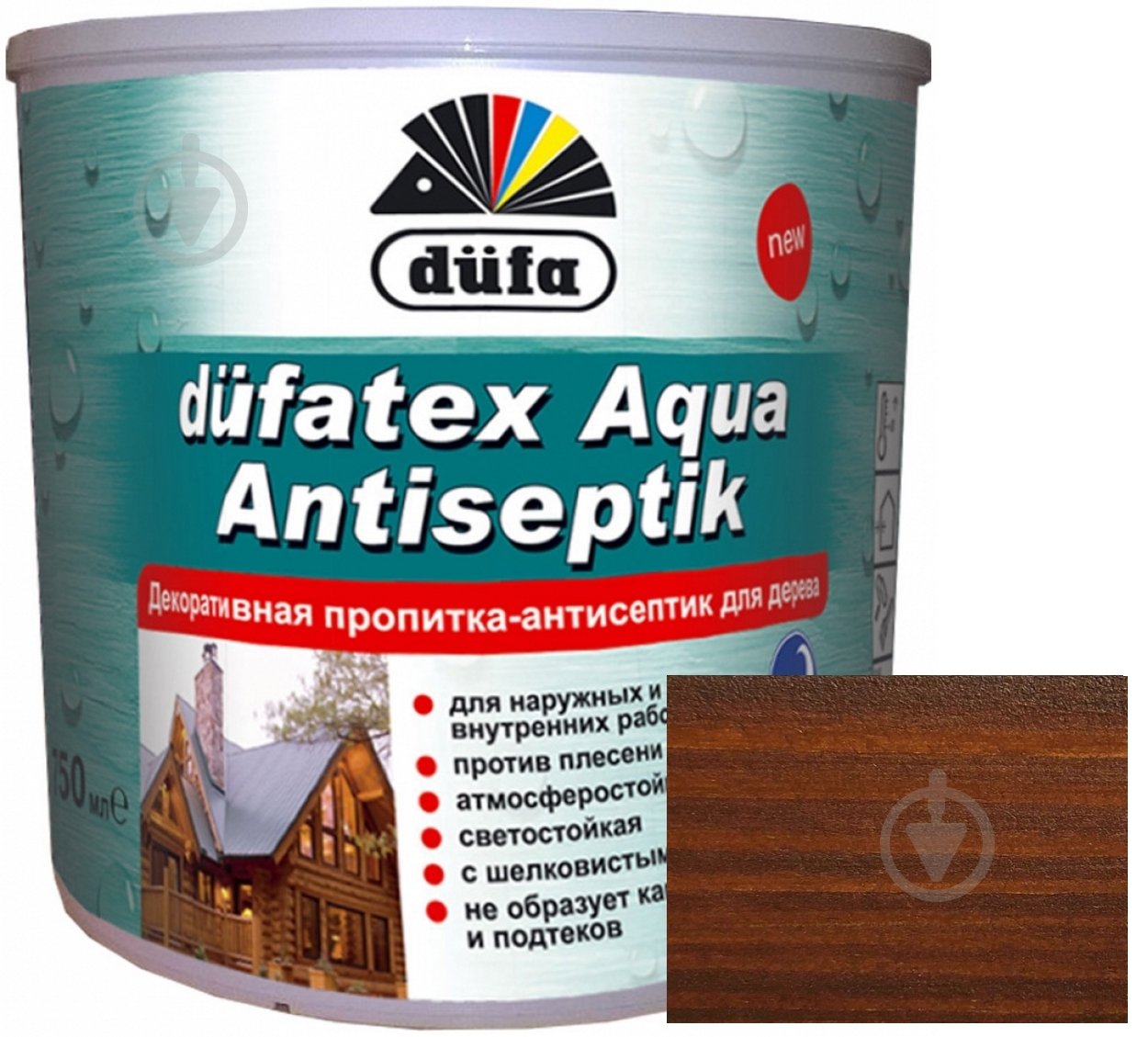 Просочувач Dufa dufatex Aqua Antiseptik горіх шовковистий глянець 0,75 л - фото 1