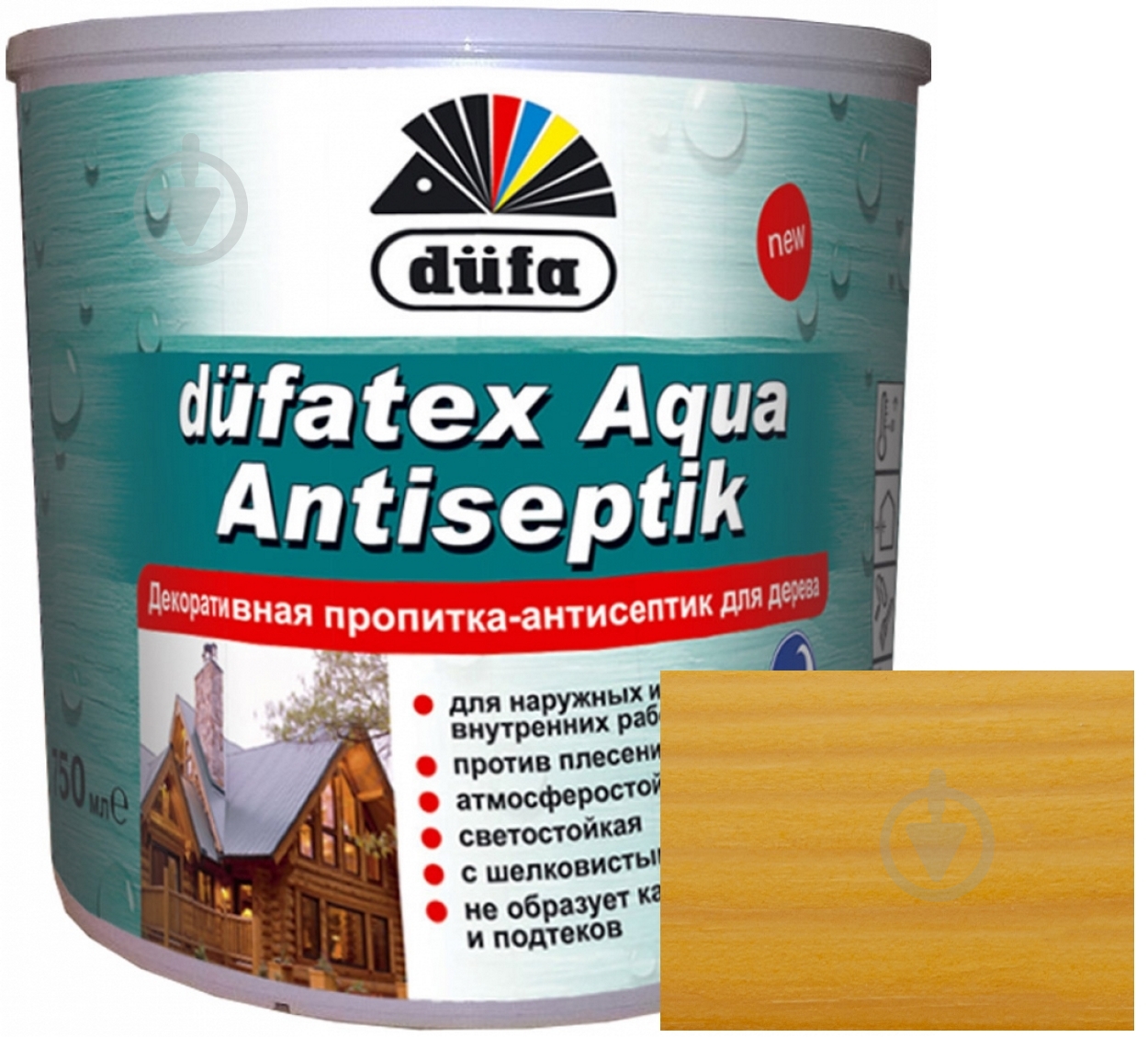 Просочувач Dufa dufatex Aqua Antiseptik сосна шовковистий глянець 0,75 л - фото 1