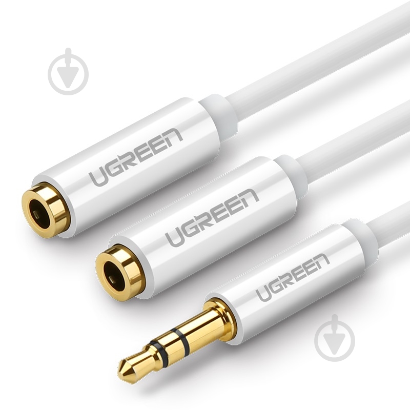 Кабель UGREEN AV123 3.5mm Stereo Audio Splitter Cable with Braid 0,2 м белый (10780) - фото 1