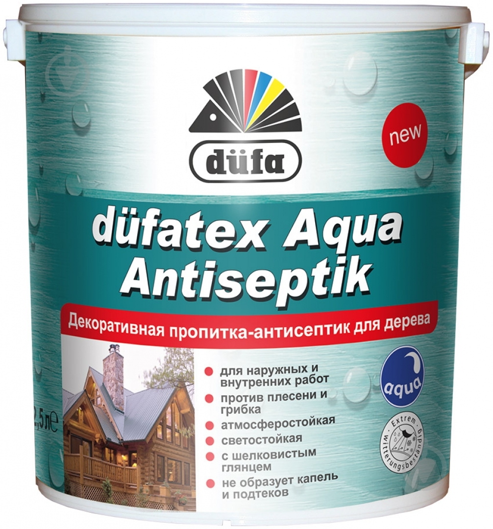 Просочувач Dufa dufatex Aqua Antiseptik сосна шовковистий глянець 2,5 л - фото 2