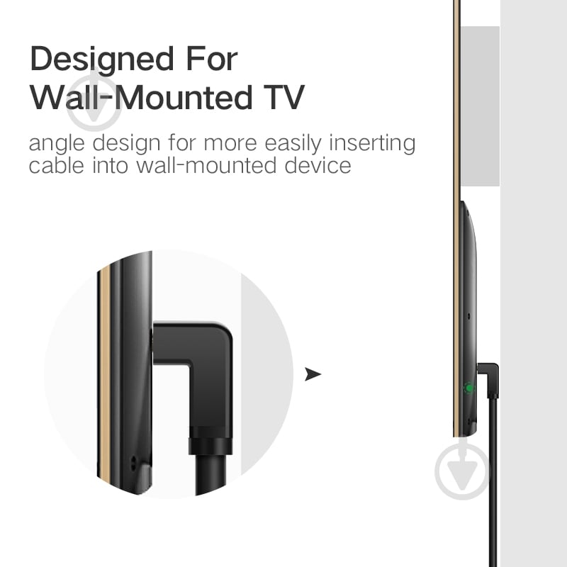 Кабель UGREEN HD103 HDMI Cable Right Angle 270 Degree 1,5 м черный (10120) - фото 3