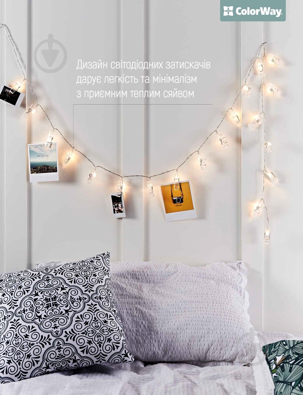 Гірлянда світлодіодна ColorWay з прищіпками для фото світлодіодна (LED) 30 ламп 3 м (CW-LCP-20L30BU) - фото 3