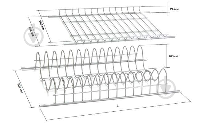 Сушарка для посуду Hafele 544.20.872 450 мм хром піддон з нержавійки сіре кріплення - фото 3