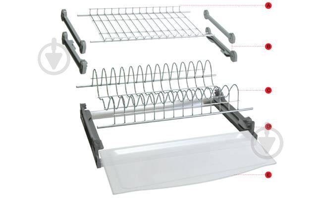 Сушарка для посуду Hafele 544.20.872 450 мм хром піддон з нержавійки сіре кріплення - фото 2