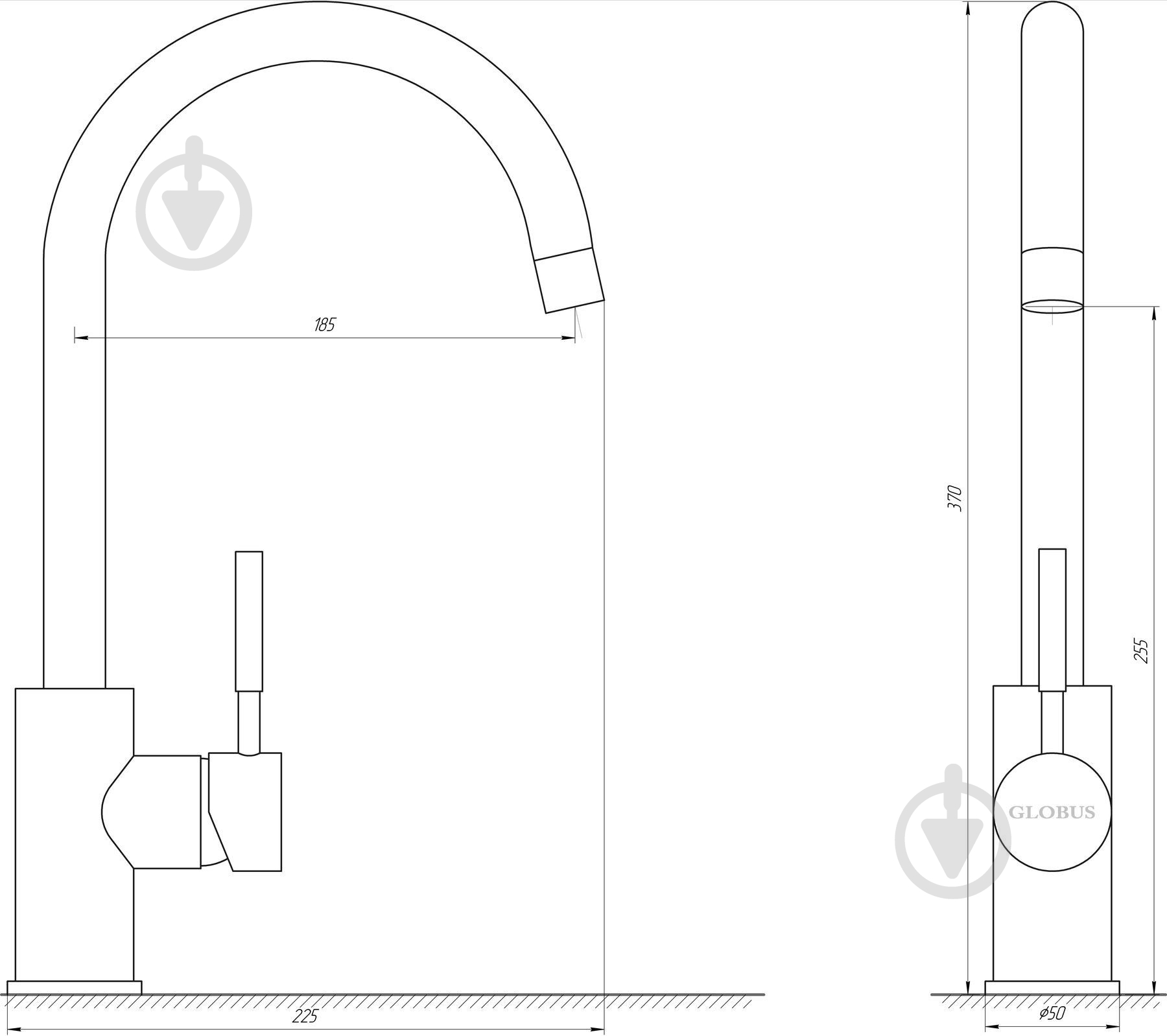 Смеситель для кухни Globus Lux GLLR-0203S-1-ONIX - фото 5 Смеситель для кухни Globus Lux GLLR-0203S-1-ONIX - фото 5