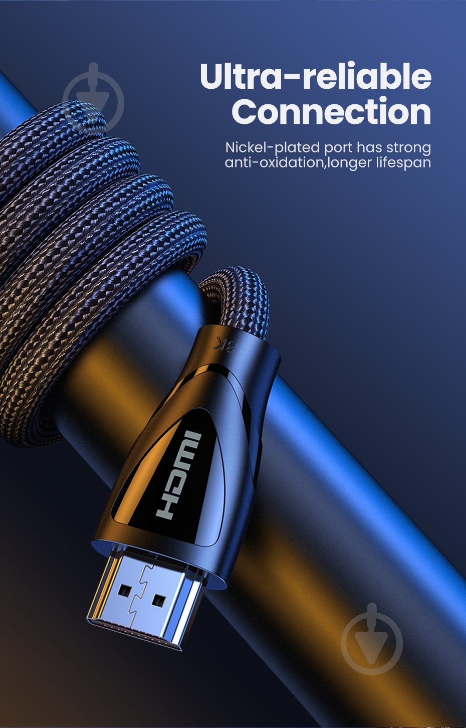 Кабель UGREEN HD140 HDMI Cable with Braided 3 м черный (80404) - фото 3