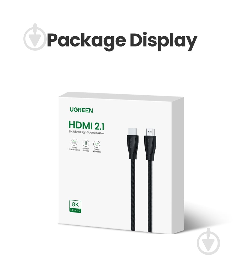 Кабель UGREEN HD140 HDMI Cable with Braided 2 м чорний (80403) - фото 5 Кабель UGREEN HD140 HDMI Cable with Braided 2 м чорний (80403) - фото 5