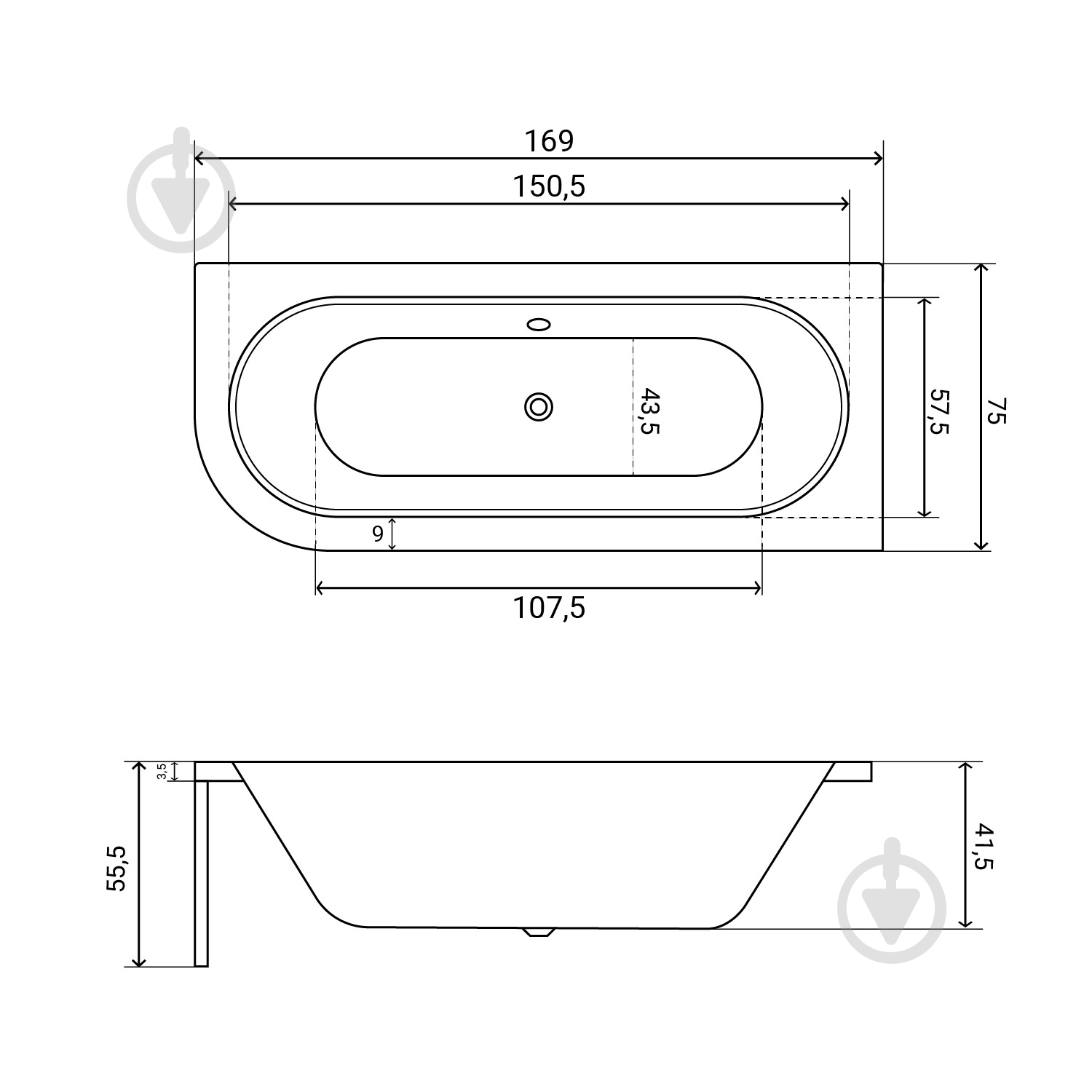 Ванна акриловая Helmken MarbellaLux YS92285305 169х75 см комплект 4 в 1 - фото 2 Ванна акриловая Helmken MarbellaLux YS92285305 169х75 см комплект 4 в 1 - фото 2