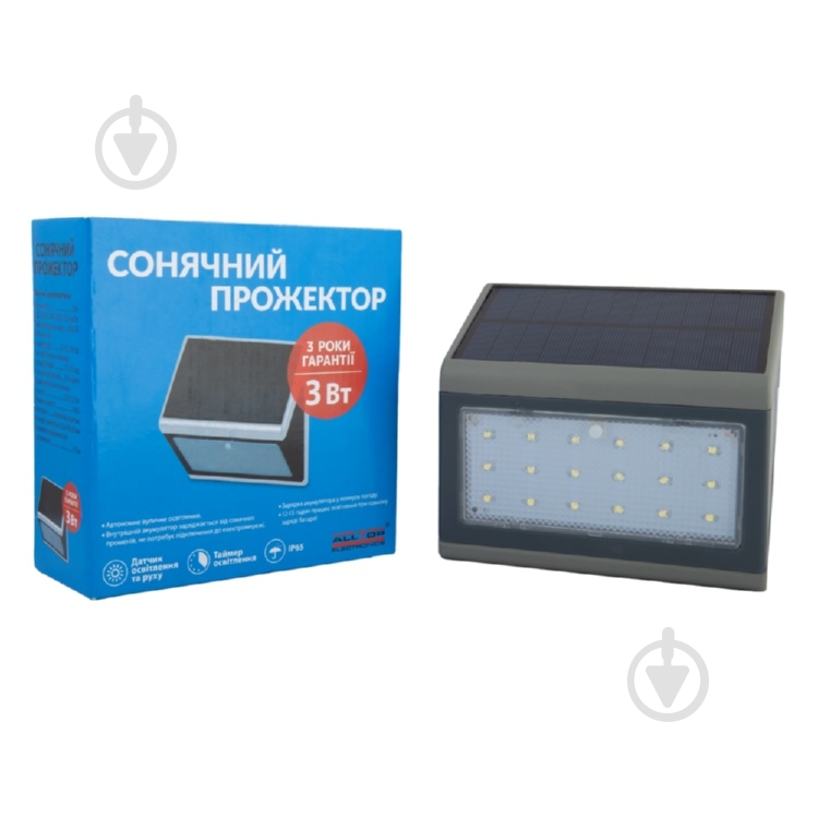 Прожектор на солнечной батарее AllTop 07128A2-01 3 Вт серый/металлик - фото 1