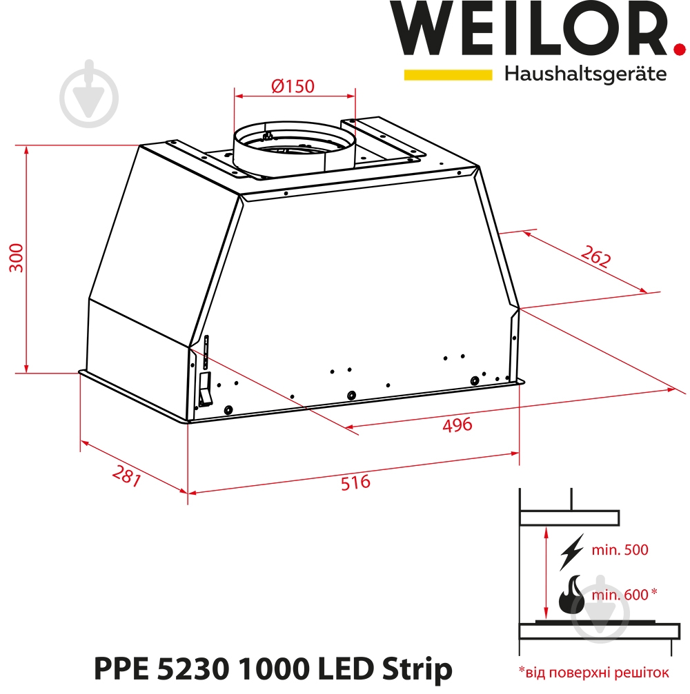 Вытяжка WEILOR PPE 5230 SS 1000 LED Strip - фото 11