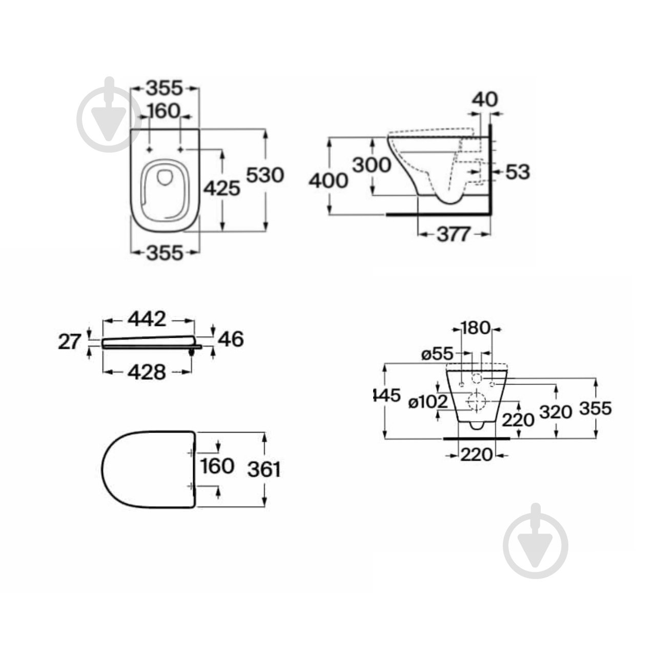 Унитаз подвесной ROCA AIROS VORTEX, с сиденьем slow-closing - фото 3